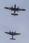 B-25 and Mosquito flying in formation.