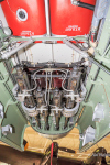View looking forwards showing the four 20mm cannon from underneath the bomb bay.