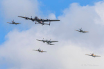 KA114, Lancaster, two Spitfires and two Hurricanes.