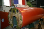 TA122's rear bulkhead with the tail fin mounted atop the fuselage.