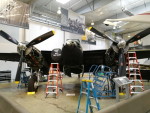 TV959 at the Flying Heritage & Combat Armor Museum, view from the front. Note the inscription "Wags War-Wagon" on the door of the aircraft